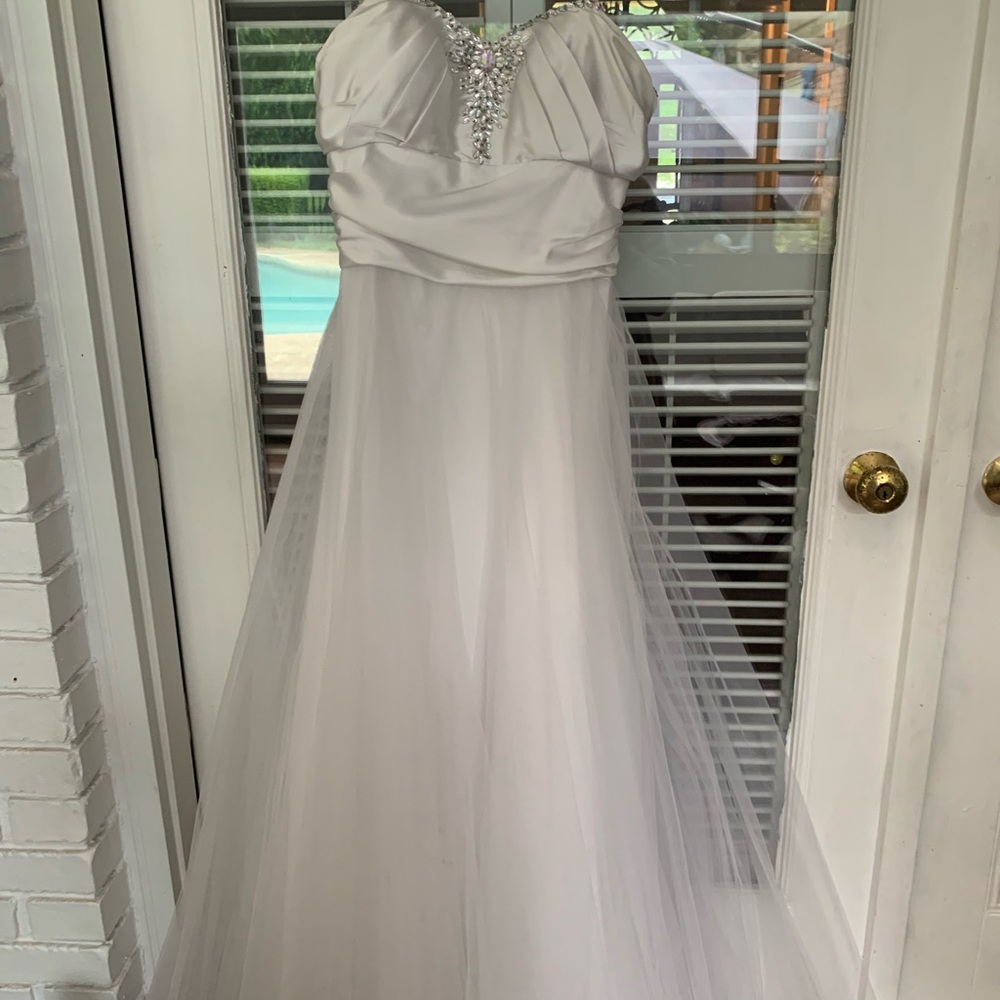 Narianna White Prom Dress with Silver Accents
